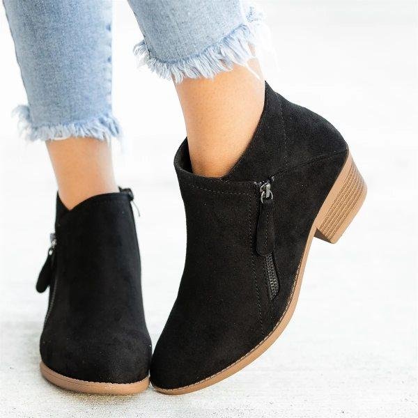Women's Classic Low Heel Ankle Boots - Chic and Cozy