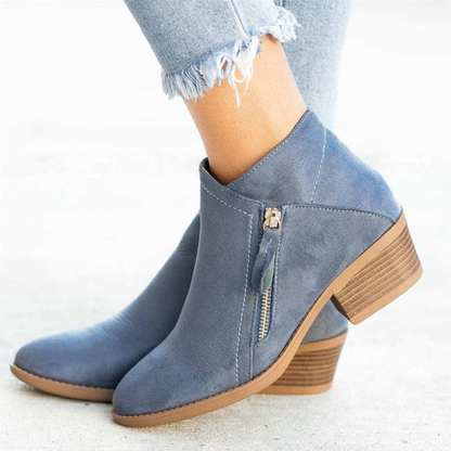 Women's Classic Low Heel Ankle Boots - Chic and Cozy - EasyApparels