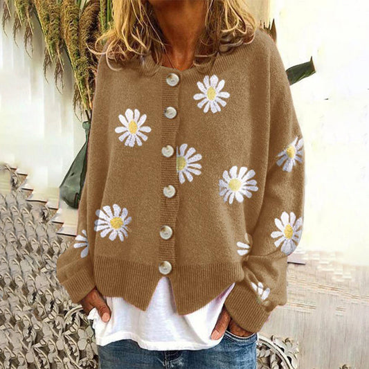 Casual Floral Open Front Women's Cardigan Sweater - EasyApparels