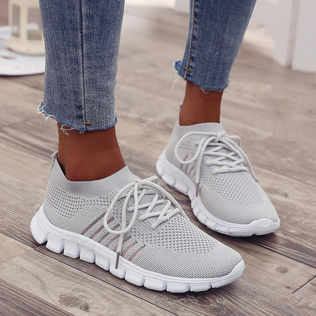 Comfortable Women's Running Shoes - Airy Mesh Lace Ups