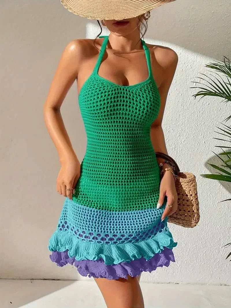 Sexy Summer Halter Dress with Ruffles