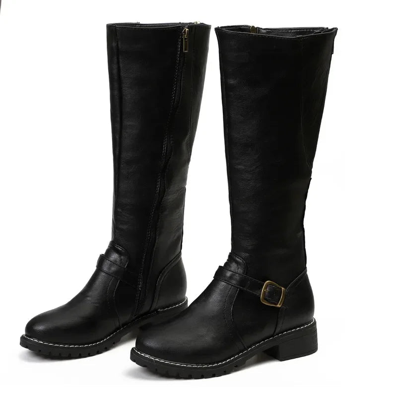 Trendy Women's Biker Boots with Thick Block Heel - EasyApparels