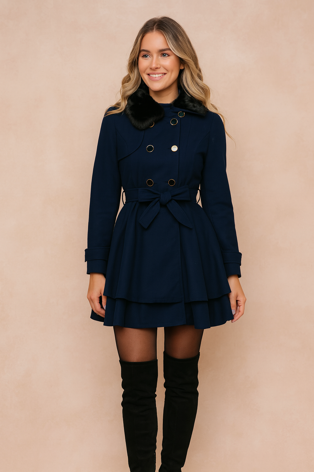 Classic Belted Double Breasted Coat - Luxicro