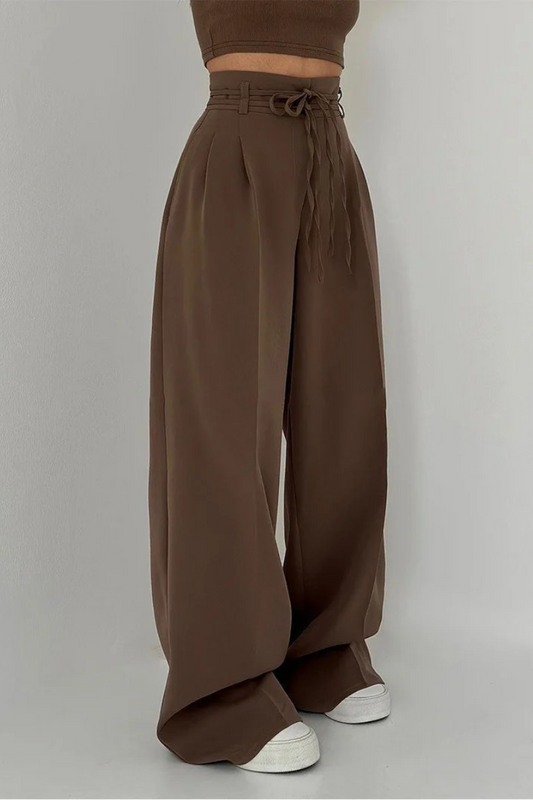 Comfortable Loose Fit Wide Leg Pants Beige - Luxicro