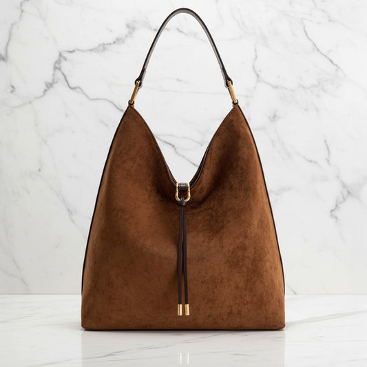 Chic Slouch Bag | Gold Accent Hobo Handbag - EasyApparels