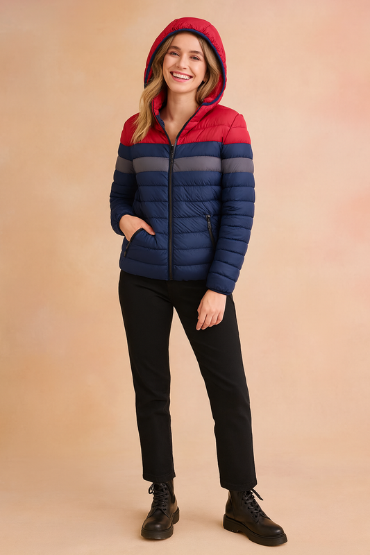 Warm Insulated Puffer Coat with Hood - Luxicro