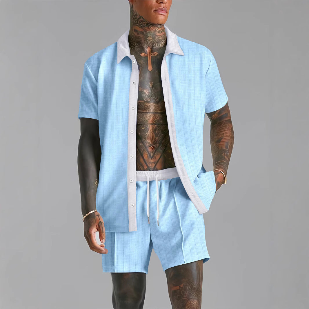 Casual Men's Cotton Shirt and Shorts Set - EasyApparels