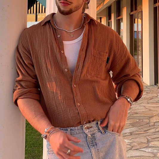 Casual Men's Long Sleeve Shirt in Soft Cotton Blend - EasyApparels