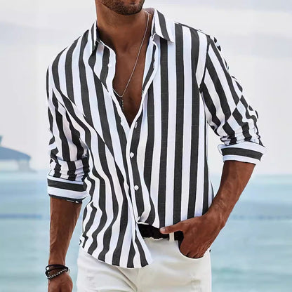Casual Striped Men's Long Sleeve Shirt