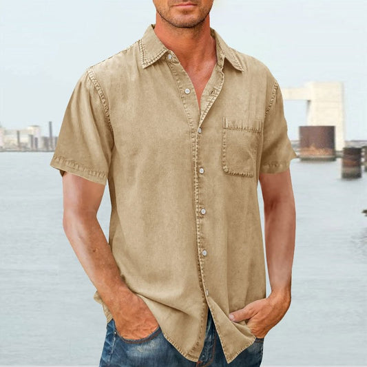 Casual Short Sleeve Men's Shirt with Button Front - EasyApparels