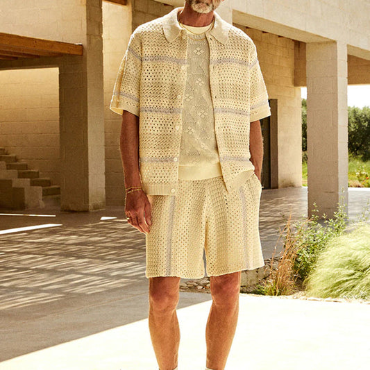 Men's Cardigan and Shorts Set - Lightweight Airy Fit - EasyApparels