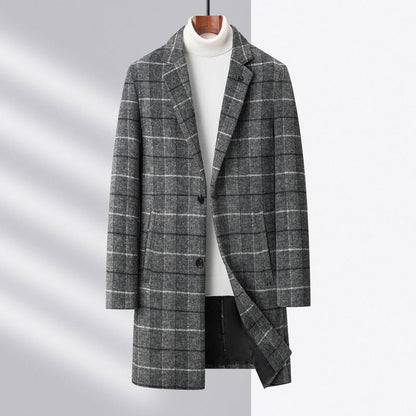 Classic Checked Wool Men's Coat