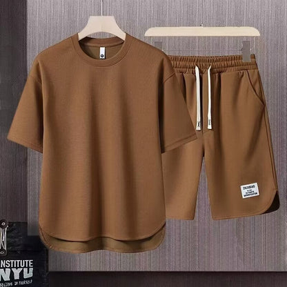 Casual Men's Cotton Short Sleeve Top and Shorts Set