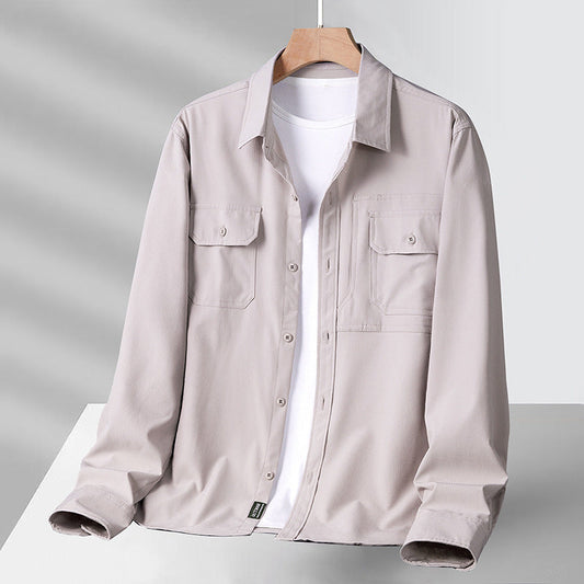 Casual Long Sleeve Men's Shirt with Pocket - EasyApparels