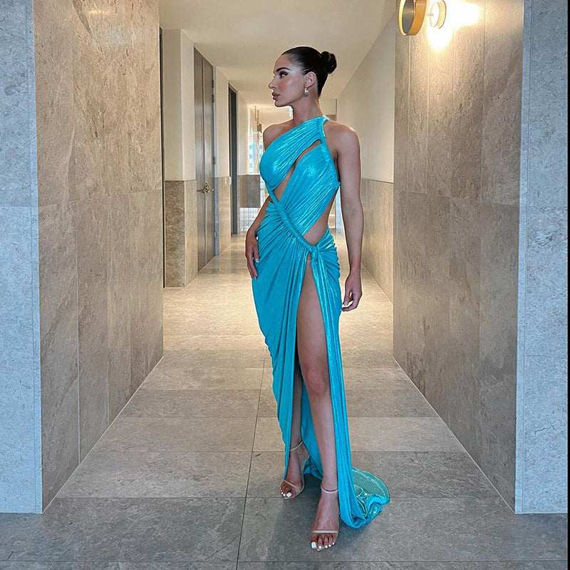 Sexy Women's Evening Gown in Silk - Bodycon One Shoulder Dress - EasyApparels