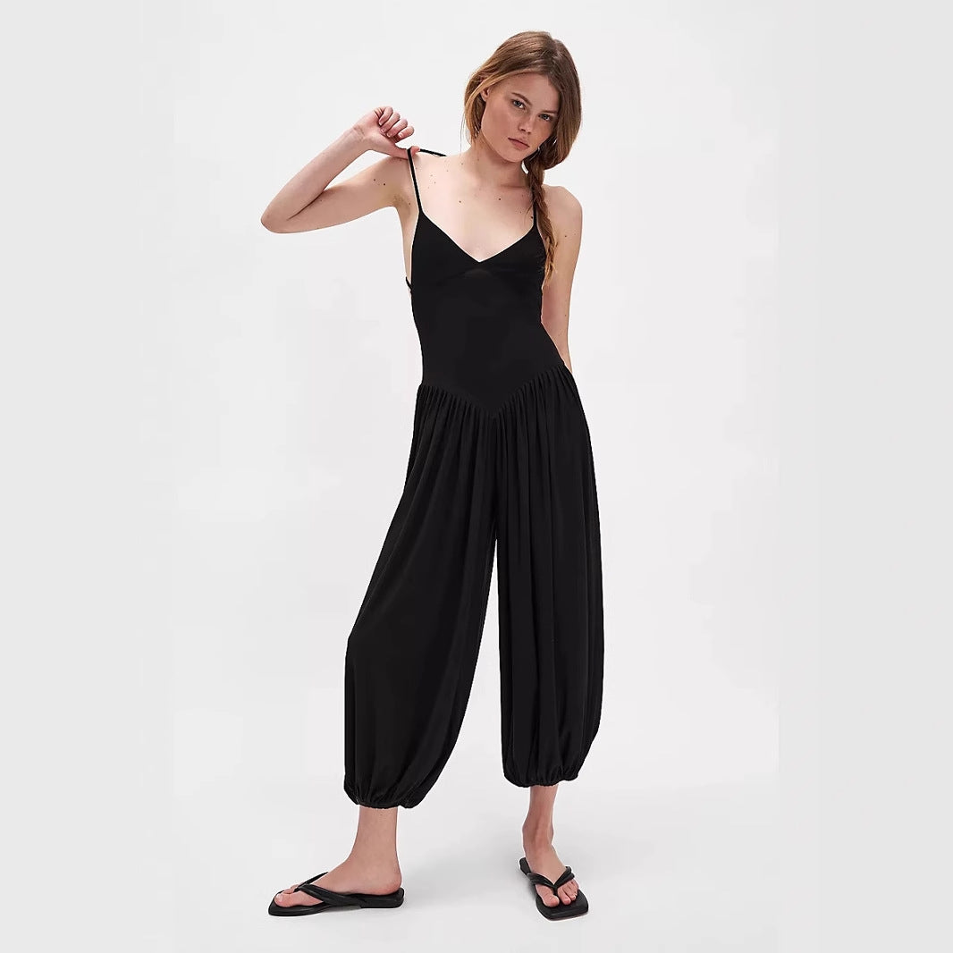 Women's Wide Leg Jumpsuit with Backless Straps - EasyApparels