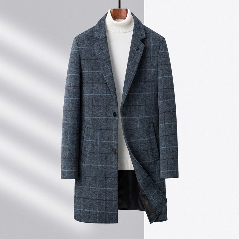 Classic Checked Wool Men's Coat - EasyApparels