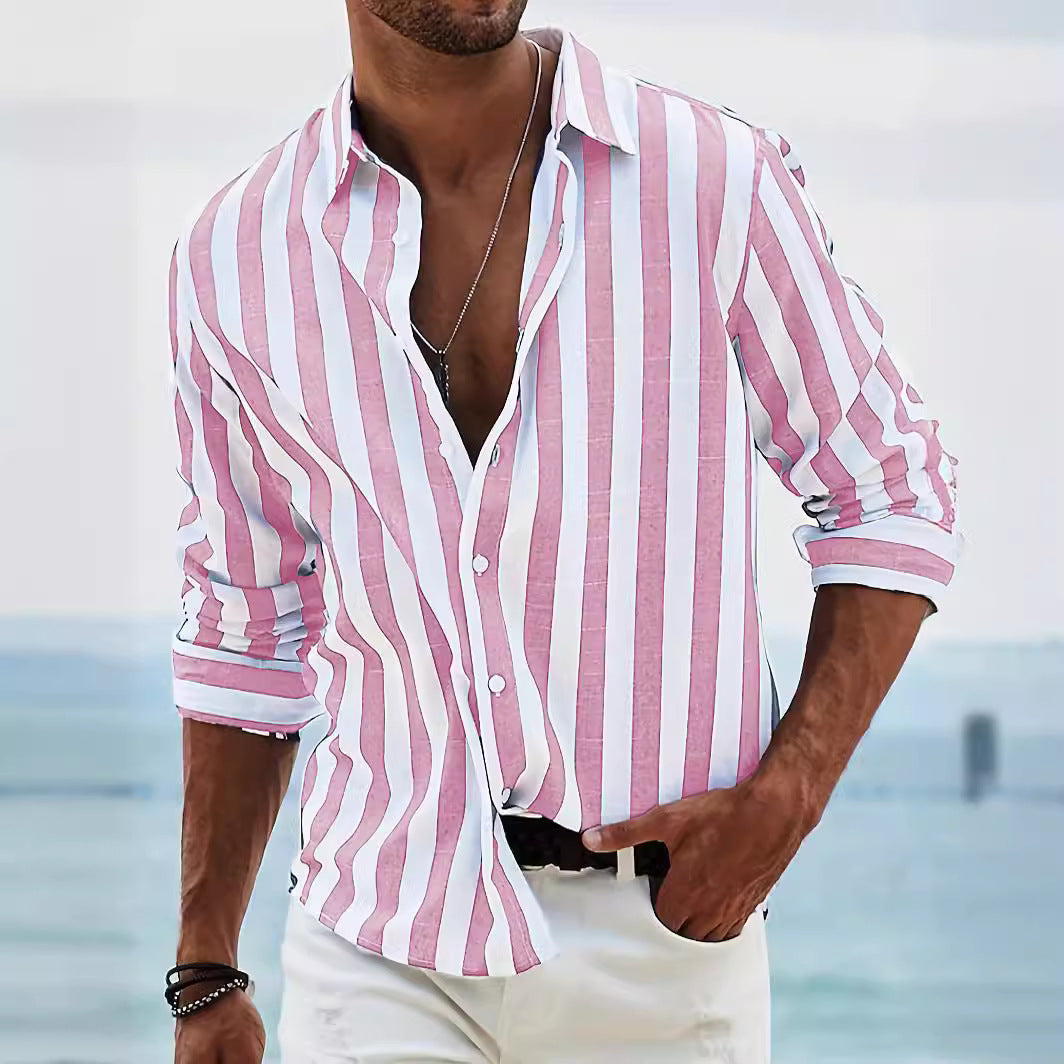 Casual Striped Men's Long Sleeve Shirt