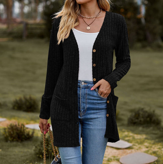 Cozy Women's Cardigan with Pockets and Buttons - EasyApparels