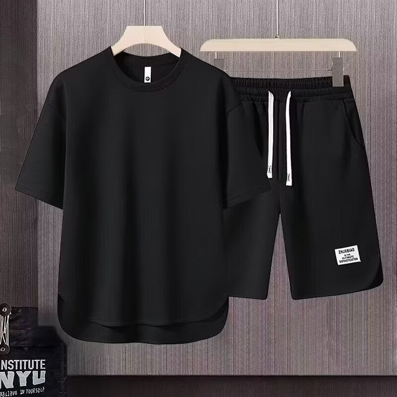 Casual Men's Cotton Short Sleeve Top and Shorts Set