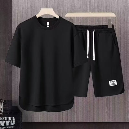 Casual Men's Cotton Short Sleeve Top and Shorts Set