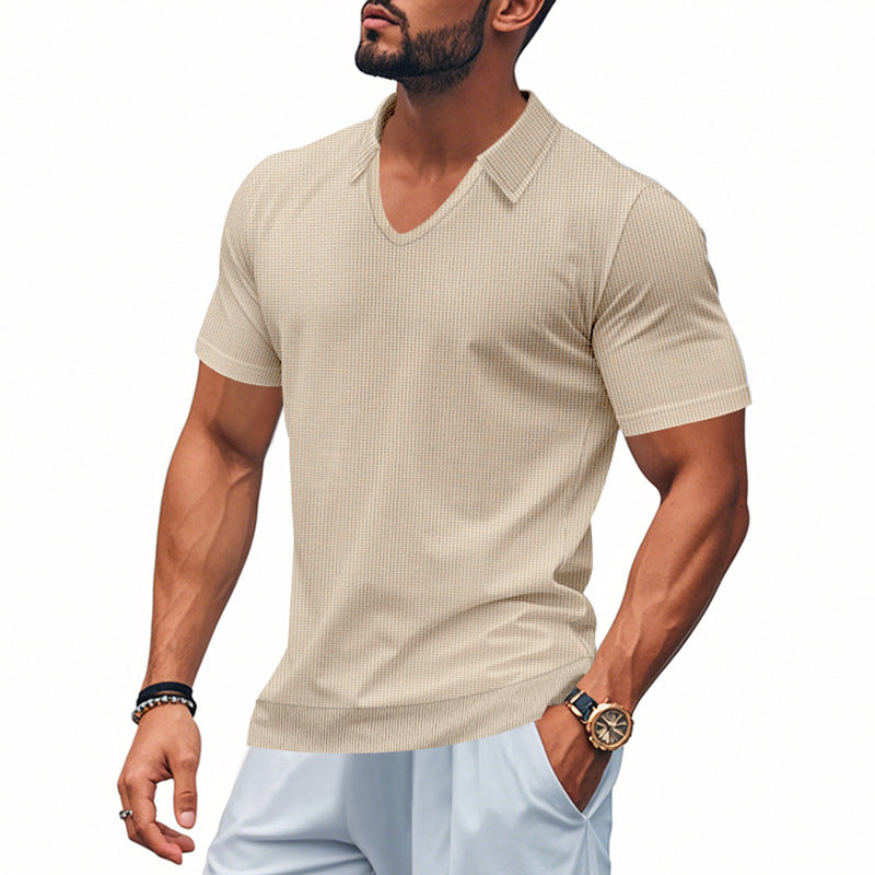 Casual Men's V-neck Cotton T-shirt - EasyApparels