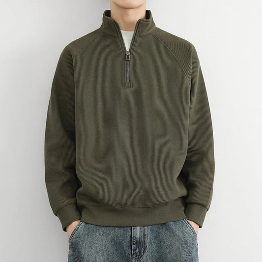 Casual Men's Ribbed Zip Neck Sweatshirt - EasyApparels