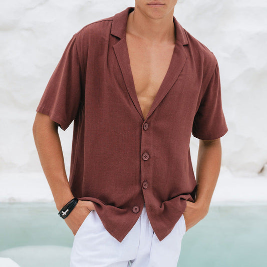 Casual Men's Short Sleeve V-Neck Shirt - EasyApparels