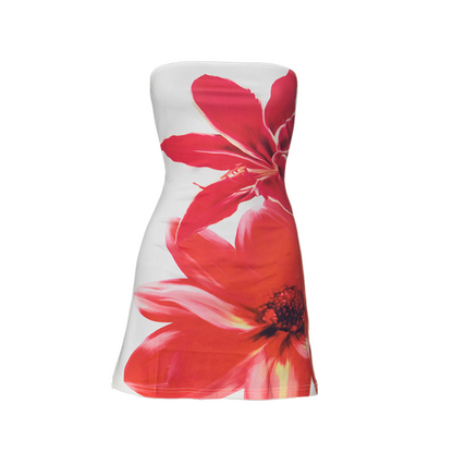 Sexy Strapless Bodycon Mini Dress Floral Party Style