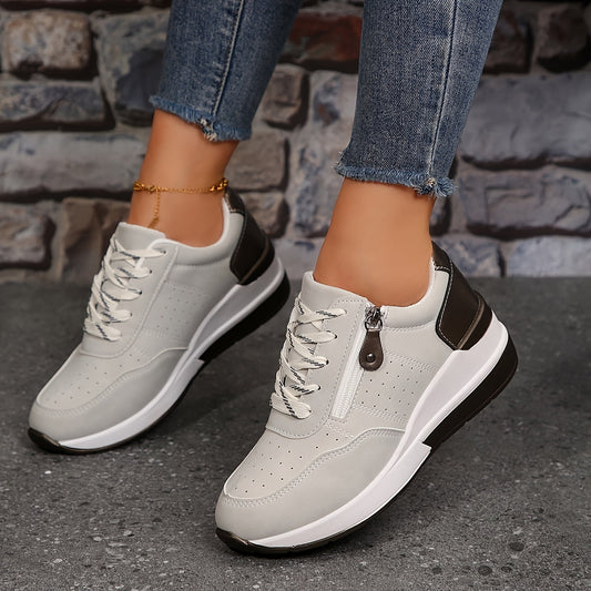 Comfortable Women's Low Top Shoes - Zip Detail Sneakers - EasyApparels