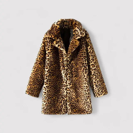 Stylish Womens Coat - Soft Leopard Fur Jacket - EasyApparels