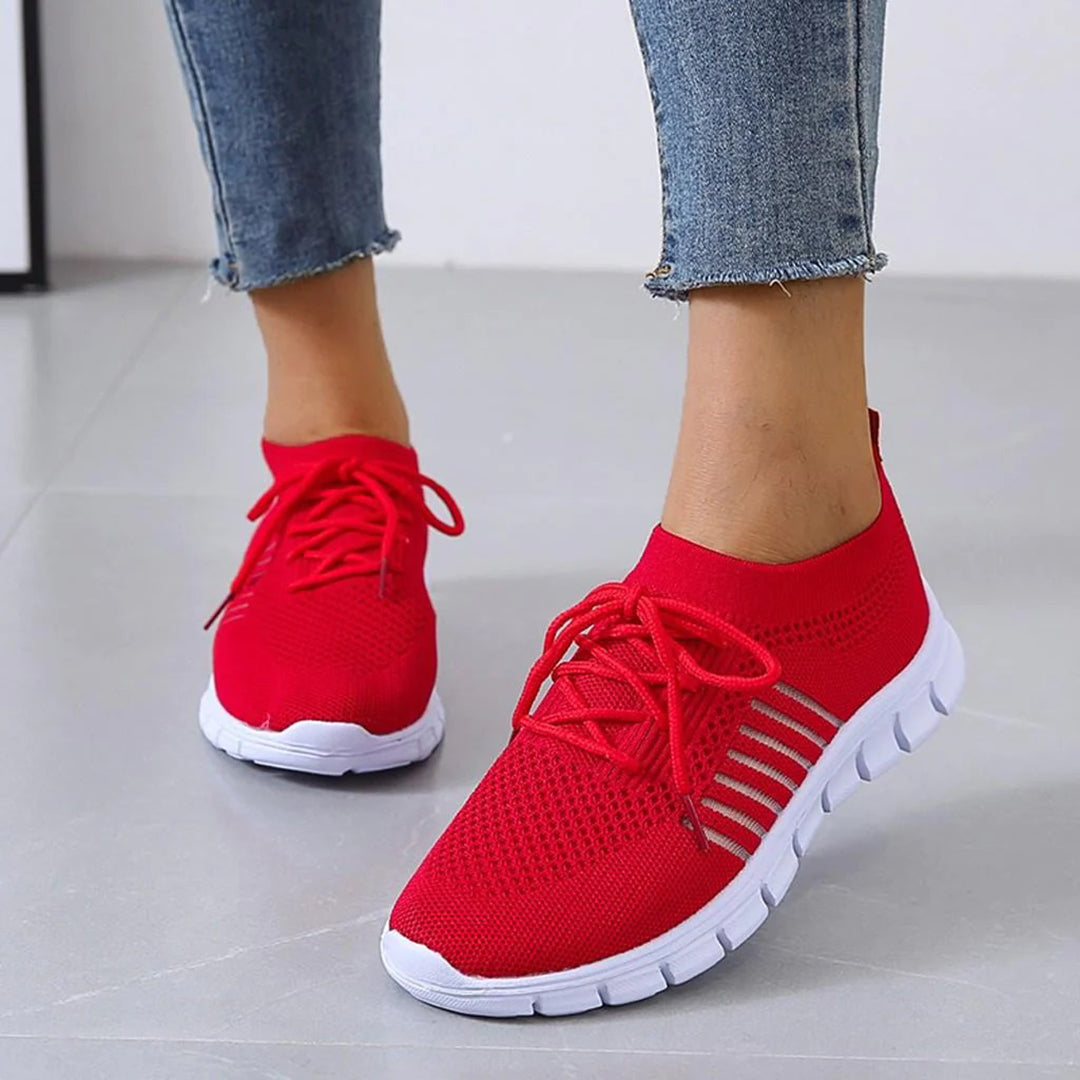 Comfortable Women's Running Shoes - Airy Mesh Lace Ups