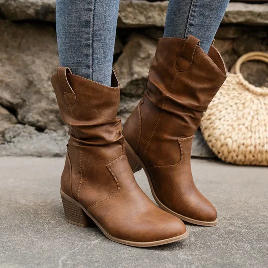 Classic Women's Western Ankle Boots - Comfortable Heeled Boots - EasyApparels