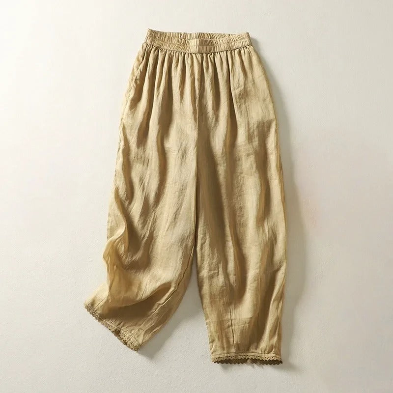 Short Linen Capri Pants - EasyApparels