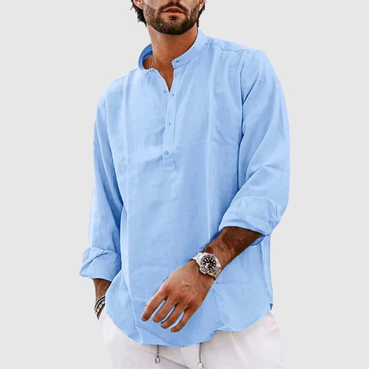 Casual Men's Long Sleeve Henley Shirt - EasyApparels