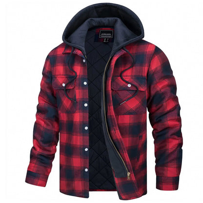 Plaid Hooded Parka Coat