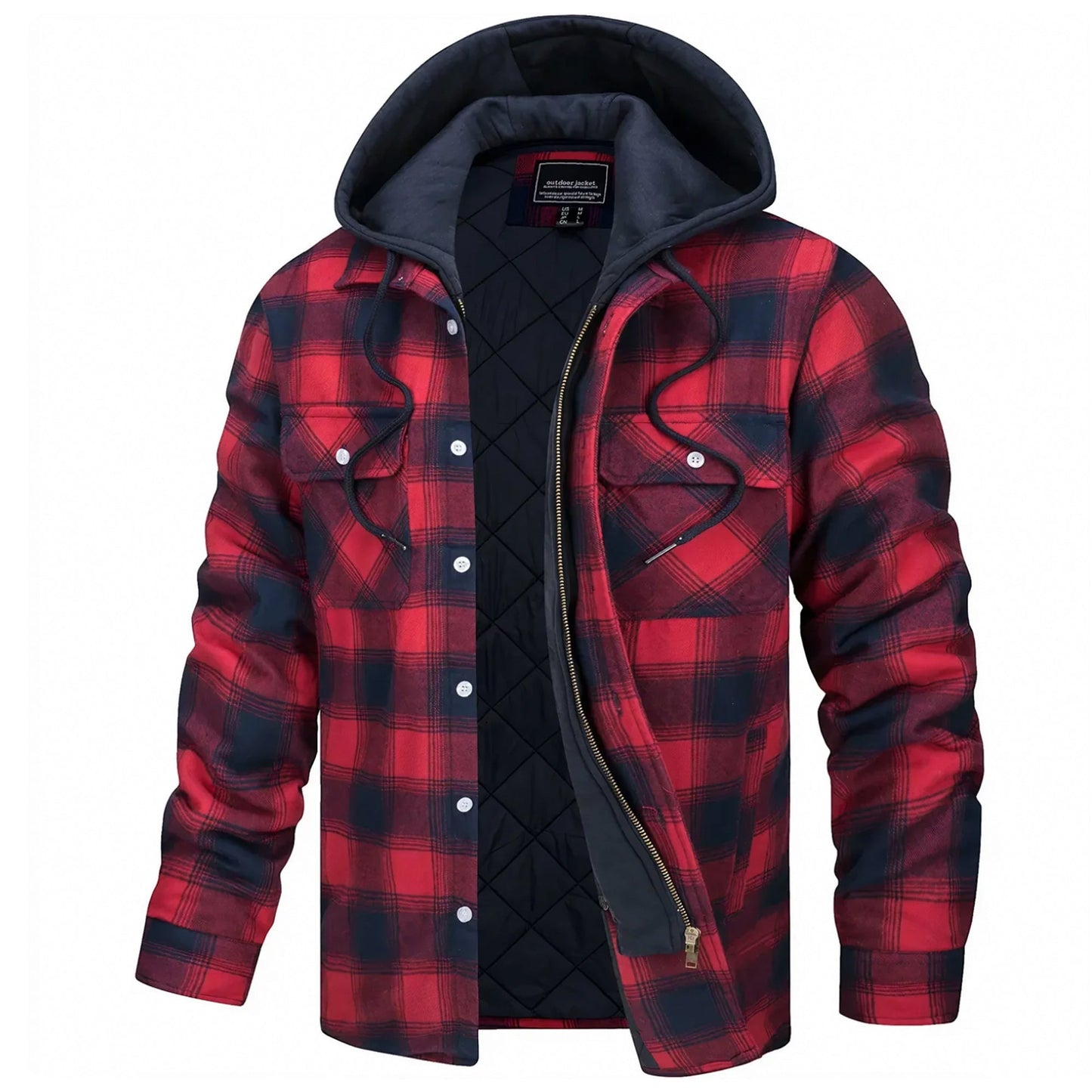 Plaid Hooded Parka Jacket