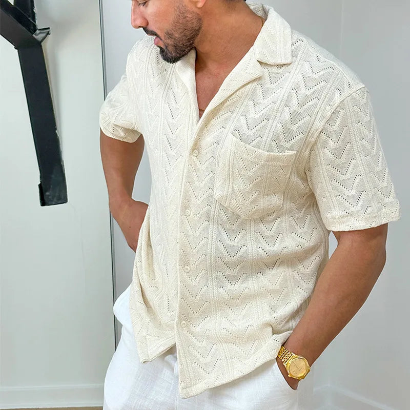 Casual Men's Short Sleeve Button Shirt