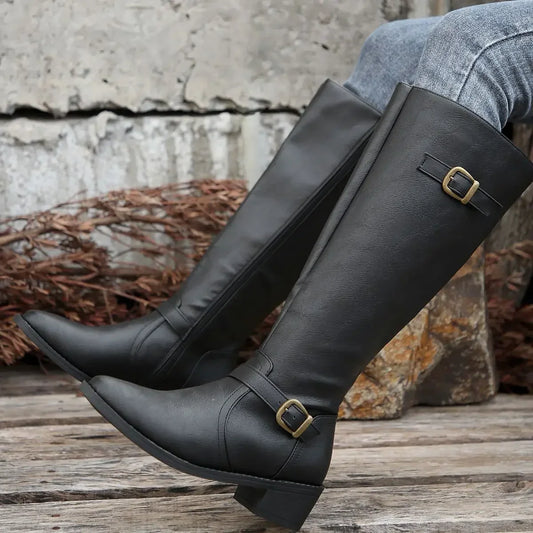 Classic Brown Leather Riding Boots - EasyApparels