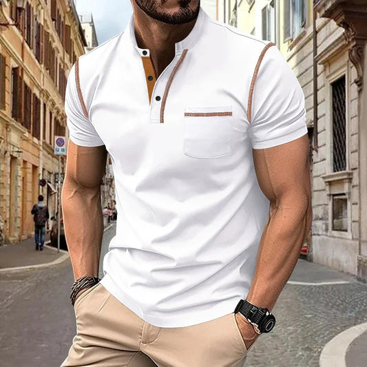 Classic Fit Men's Casual Polo Shirt, Button Down Style - Luxicro