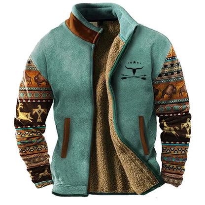 Casual Block Pattern Men's Jacket - Warm Comfortable Style