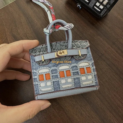 2 for 1 Mini Designer Handbag - Silver Purse Charm