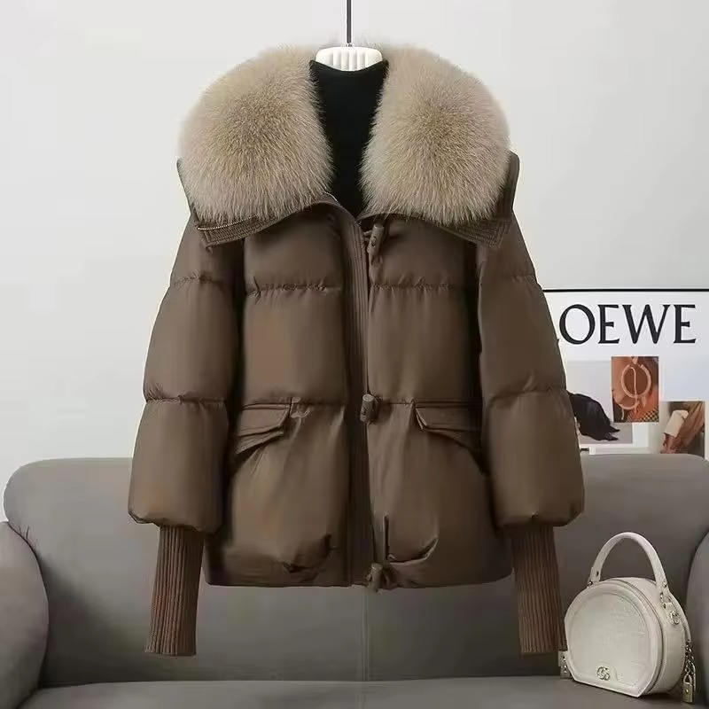Women's Warm Down Filled Parka Coat with Faux Fur Hood