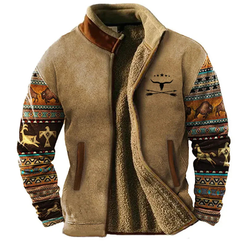 Casual Block Pattern Men's Jacket - Warm Comfortable Style