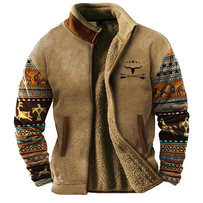Casual Block Pattern Men's Jacket - Warm Comfortable Style