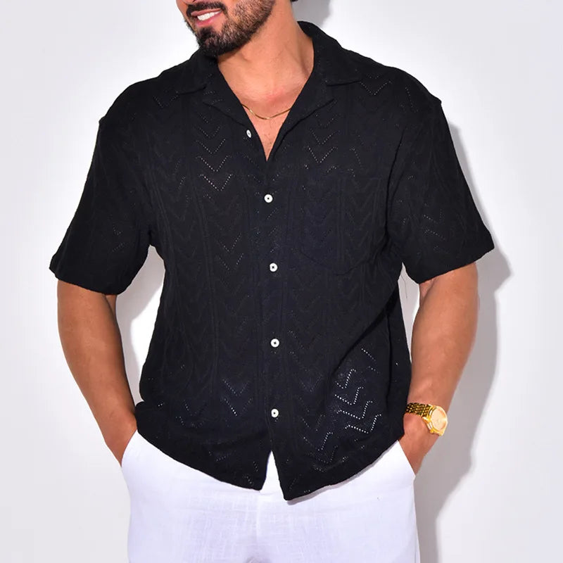 Casual Men's Short Sleeve Button Shirt