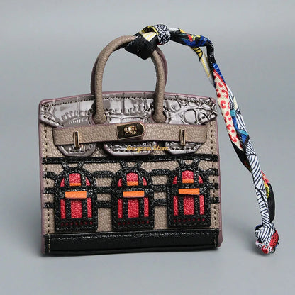 2 for 1 Mini Designer Handbag - Silver Purse Charm