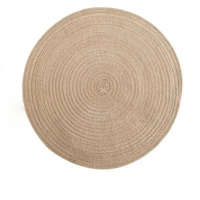 6 Piece Natural Fiber Round Table Placemats Set