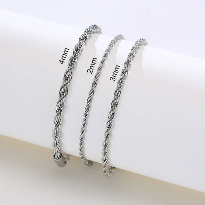 Silver Tone Twisted Cable Chain Bracelet Mens
