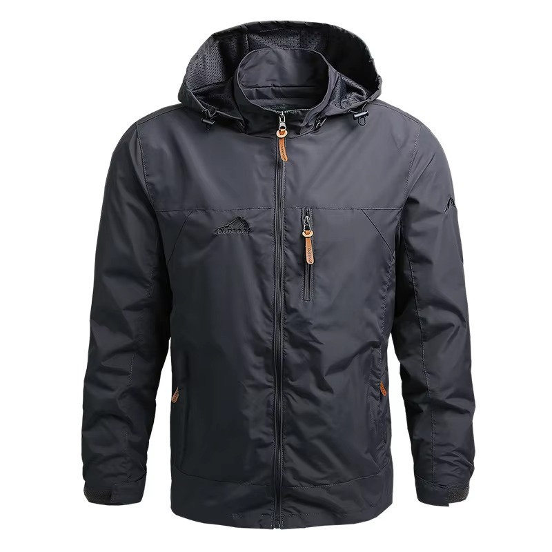 Waterproof Men's Outdoor Windbreaker Jacket with Hood